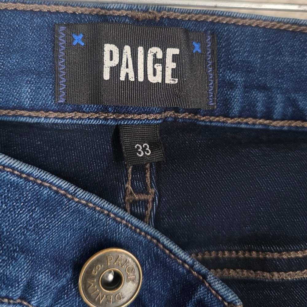 Paige Federal Blue Jeans Slim Straight Mens 33x33 (fits 32-34) Soft Stretch $209 - Picture 2 of 14